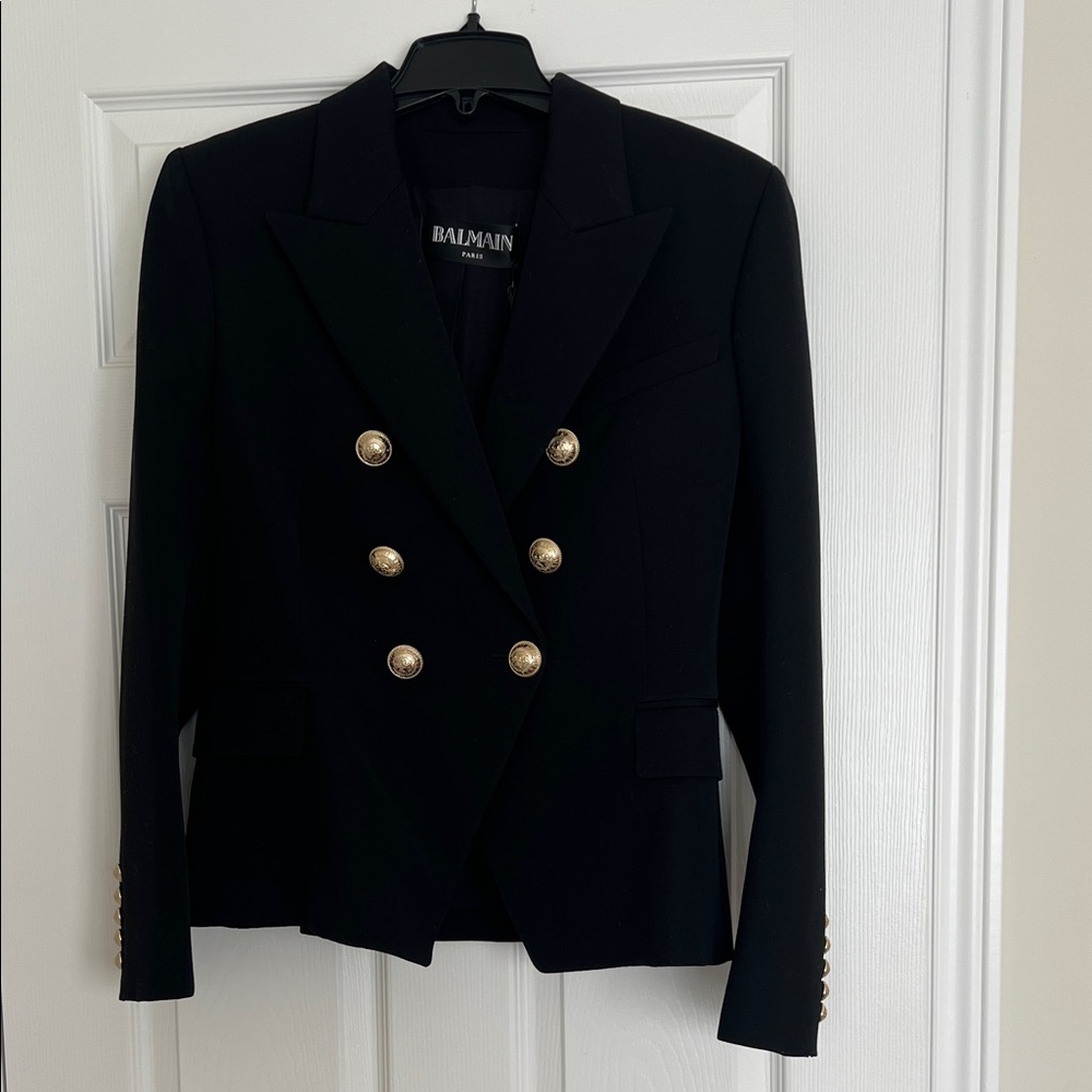 Balmain Black Blazer with Gold Accents